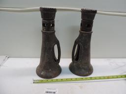 Two Simplex 1& 3/4 x 10 railroad jack stands.