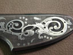 Famas engraved hawkbill knife