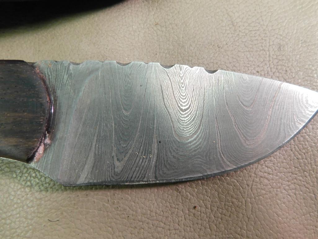 Wolf Track Custom handmade Damascus hunting knife