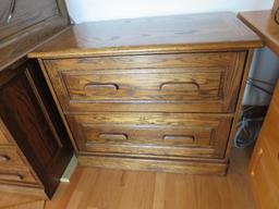 Oak Crest Roll Top Desk and Lateral Filing Cabinet