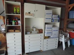 Three White Shelving Units