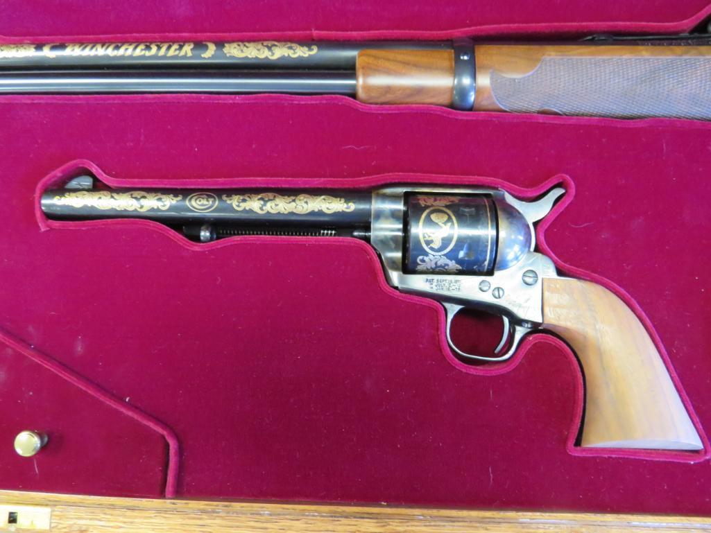 Exceptional Colt SAA and Winchester 94 Serialized Cased Commemorative Set