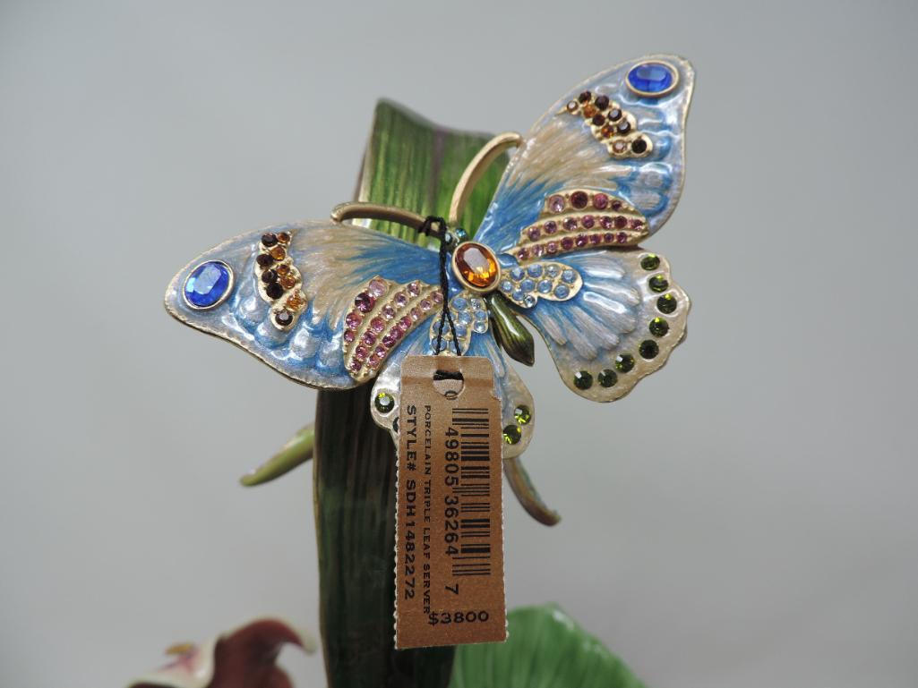 Jay Strongwater Triple Lily Pad Leaf Server