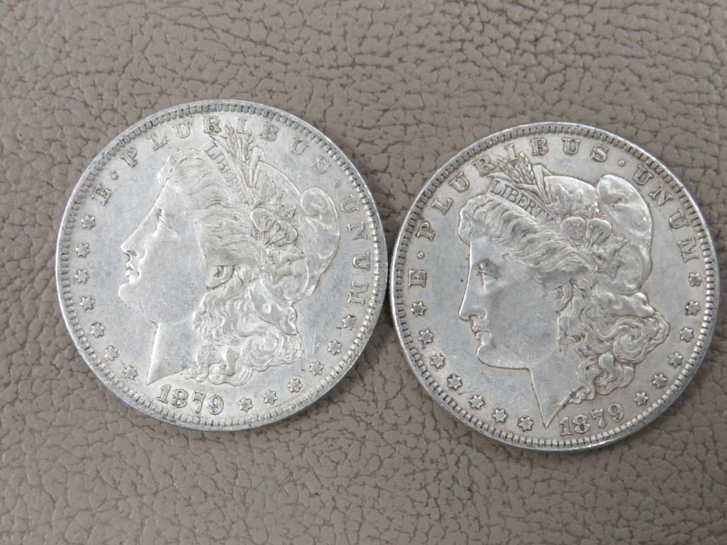 Two 1879 Morgan Silver Dollar Coins