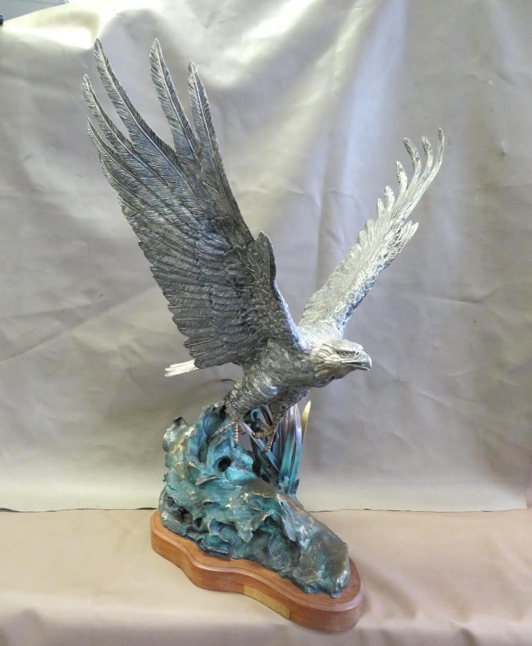 Lorenzo E. Ghiglieri 'Majestic Spirit' Silver Eagle Statue
