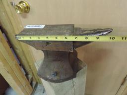 Anvil Mounted on Wooden Block Stand