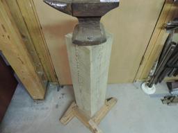 Anvil Mounted on Wooden Block Stand