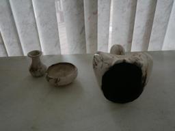 Three Pieces of Horsehair Pottery