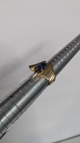 14Kt Chunky Yellow Gold and Tanzanite Ring