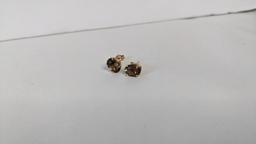 14K Yellow Gold and Smoky Quartz Set