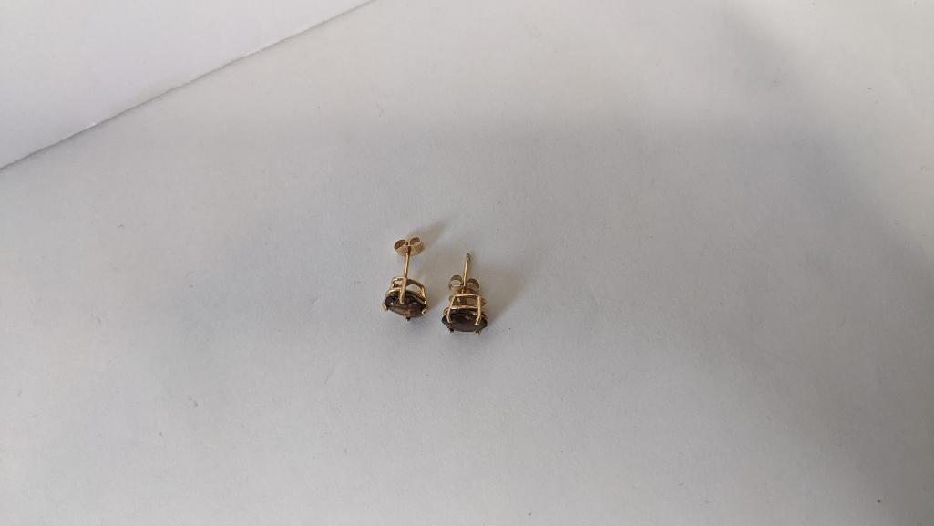 14K Yellow Gold and Smoky Quartz Set