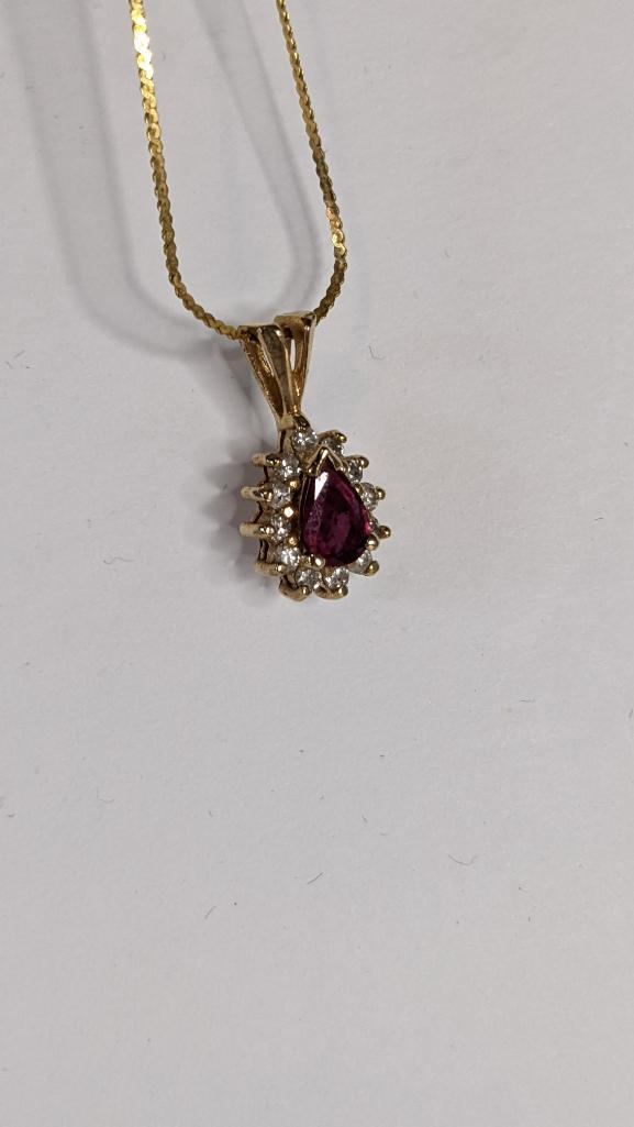 14K Yellow Gold and Pear Cut Ruby Matched Set