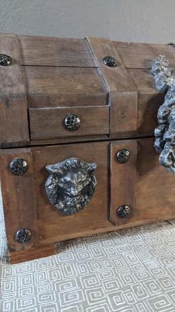 Vintage Wood Chest Style Jewelry Box