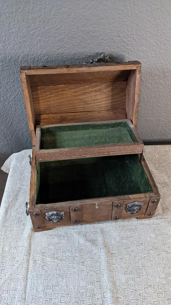 Vintage Wood Chest Style Jewelry Box