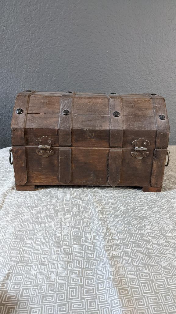 Vintage Wood Chest Style Jewelry Box