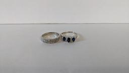 10K White Gold Sapphire and Stacking Rings