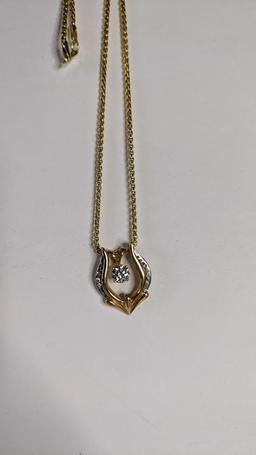 14K Yellow Gold and 1/2 Carat Diamond Necklace