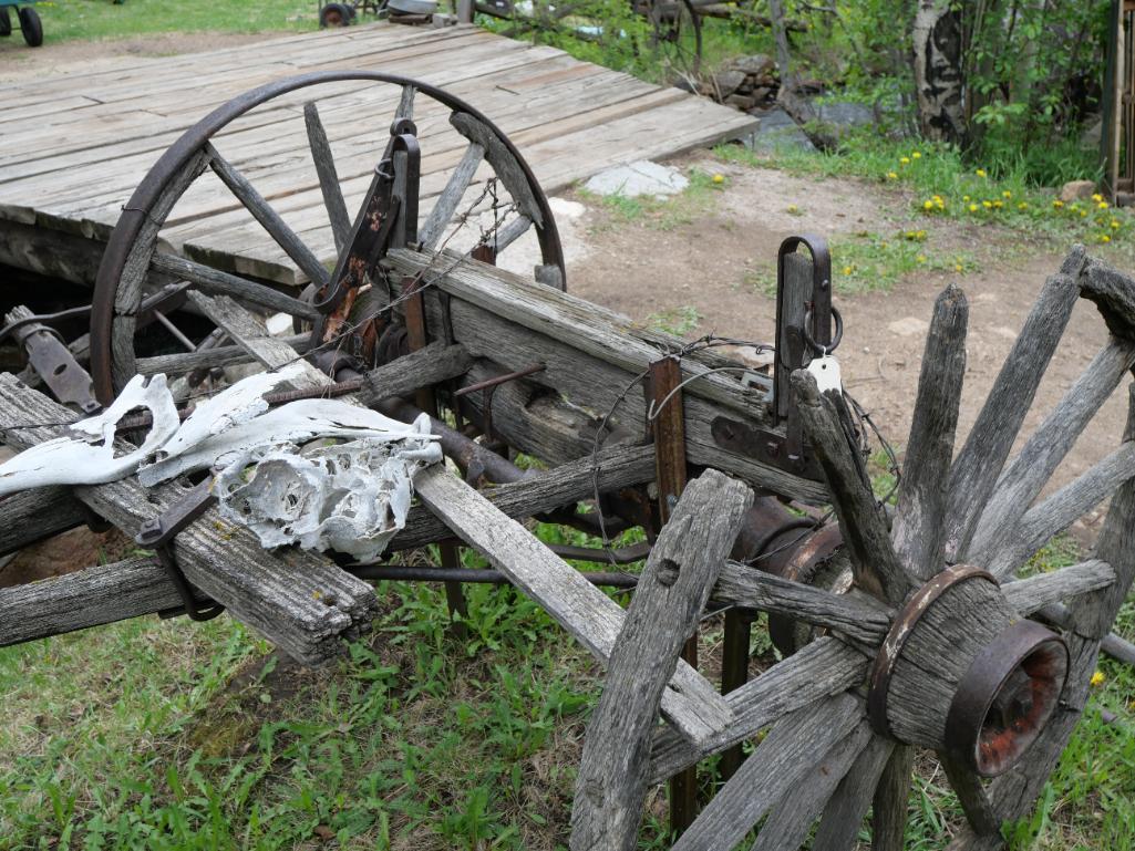 Yard Art Antique Wagon running gear