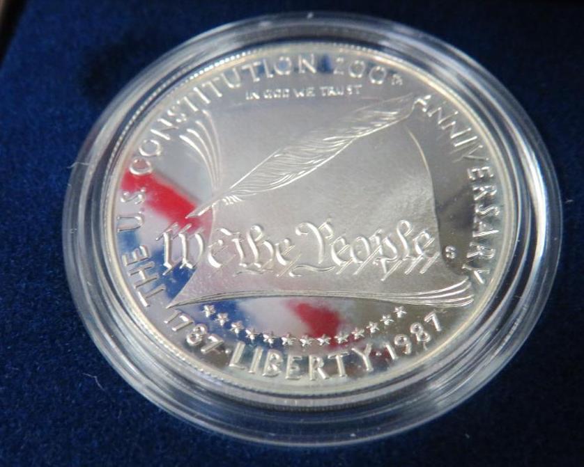 1987 US Silver Dollar and Gold Five Dollar Constitution Coin Set
