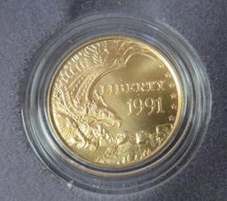 1991 US Mt Rushmore 3 Coin Gold and Silver Set