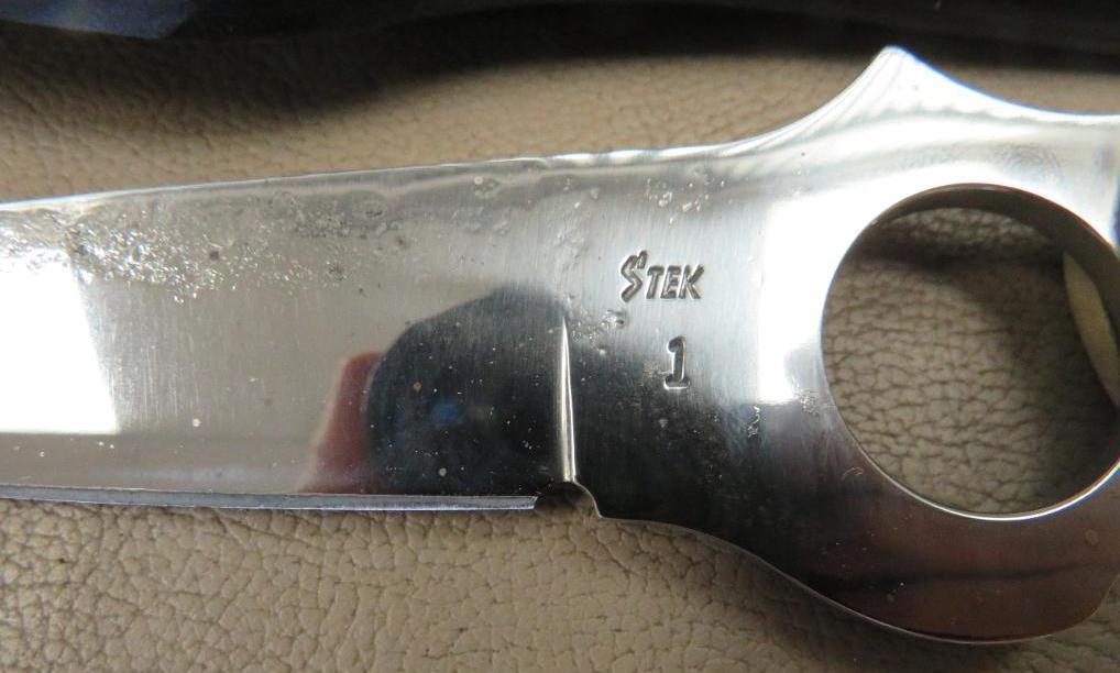 Custom STEK Stag Handled Skeleton Fighter Knife