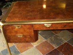 John Widdicomb Furniture Brass Trim Executive Desk