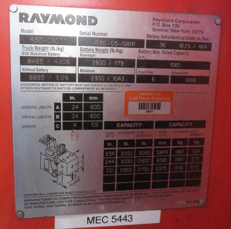 Raymon R30-C0TT Electric Forklift