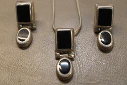 Sterling Silver and Onyx Inlay Jewelry Set