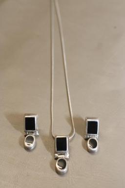 Sterling Silver and Onyx Inlay Jewelry Set