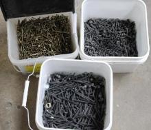 Three Partial Buckets of Fasteners