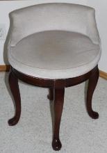 Great Vintage Wood and Upholstered Rotating Dressing Chair
