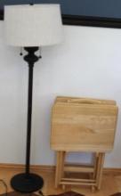 57" Floor Lamp and Wood TV Trays