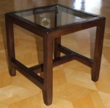 Hard Wood and Glass Top Pottery Barn End Table