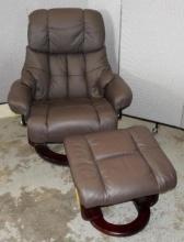 Benchmaster Leather Swivel Lounger and Ottoman