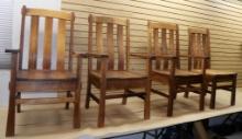 Four Hickory Wood Chairs