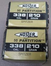 Nosler Partition 338 cal Bullets for Reloading