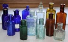 12 Small Antique Bottles Including Poison Bottles