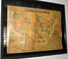 Antique Framed American Republic Railroad Map from 1870