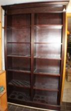 Pair of Large Dark Stained Wood Shelves