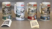 Collection of 4 Coors Steins