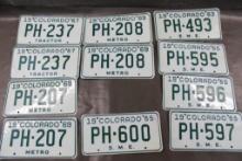 11 Colorado License Plates from the 1960s