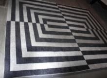 Large Black and White Rug with Pad