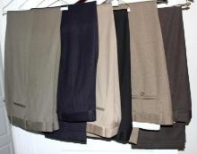 Six Pairs of High End Wool and Worsted Wool Slacks