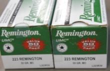 100 Rounds Remington UMC 223 Remington Rifle Ammunition