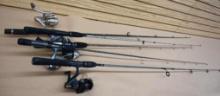Five Fishing Rods & Reels