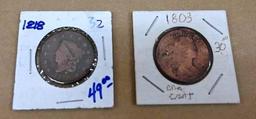 1818 & 1803 One Cent Coins