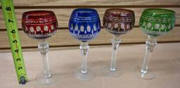 Four Multi Colored Wine Glasses