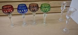 Four Multi Colored Wine Glasses