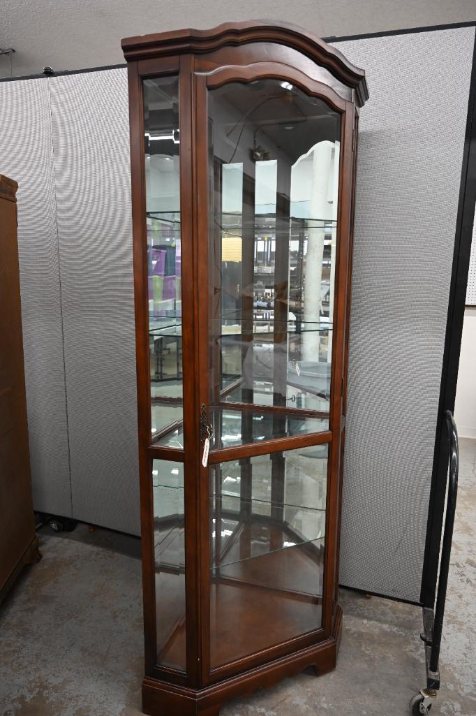Corner Display Cabinet with Glass Shelves