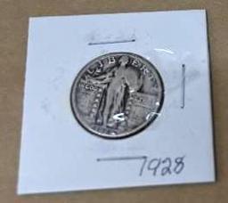 1928 Silver Quarter with Minneapolis Fare Token & More